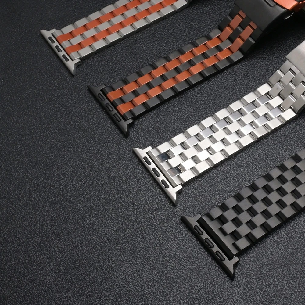 حزام فاخر من الفولاذ المقاوم للصدأ لساعة أبل 49 ملم 46 ملم 45 ملم 44 ملم حزام رجالي لساعة iWatch Ultra 2 Series 10 9 8 7 6 5 4 SE