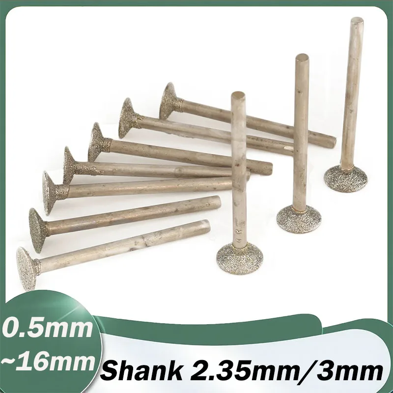 5Pcs Diamond H-Hook Grinding Heads 2.35/3mm Shank Diameter For Craft Polishing And Grinding 0.5/1.2/1.5/1.8/1/2/2.5/3/4/5/6~16mm