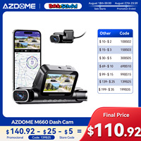 AZDOME 360° Dash Cam M660 Front Rear Inside Car Camera 5G WiFi GPS 4 Channel Dash Camera for Cars IR Night Vision 2.5K+1K+1K+1K