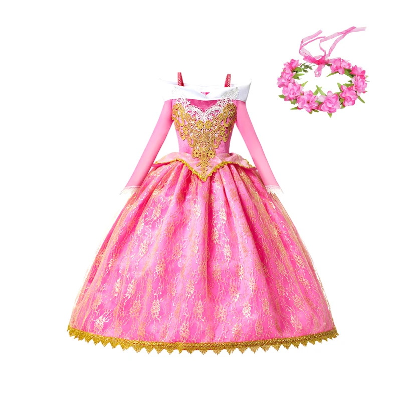 Sleeping Beauty Princess Dress Cosplay Costume Birthday Carnival Party Fancy Dress Off Shoulder Princess Dress Girls Party Dress