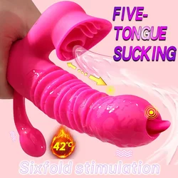 3 In 1 Telescopic Vibrator Clitoris Stimulator Vagina Sucking G Spot Massager Intelligent Heating Masturbator For Women Sex Toys