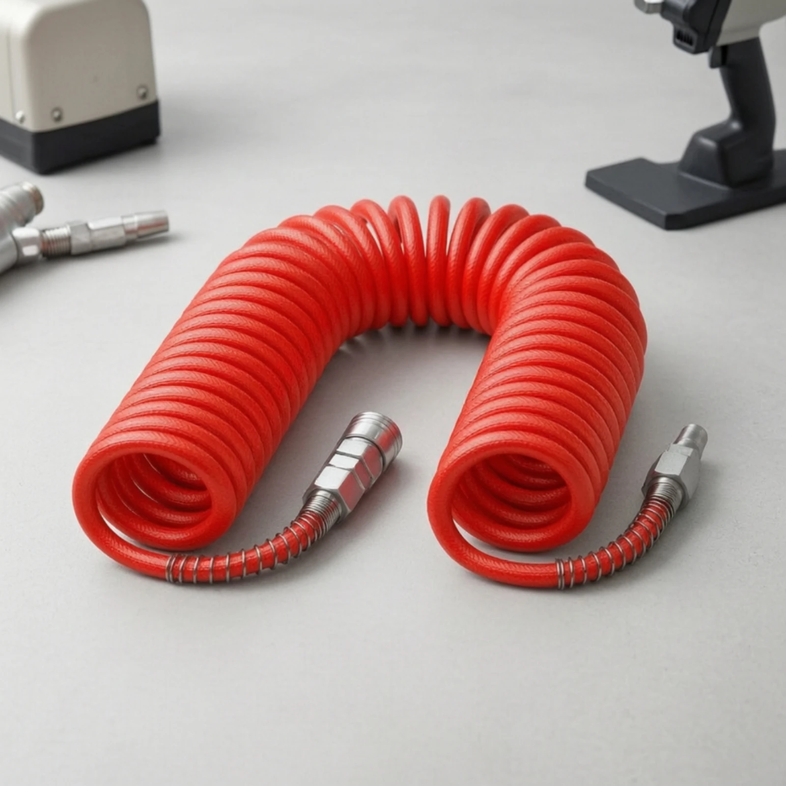 Spring Air Hose Pneumatic Coiled Air Hose Polyurethane Retractable for Workshop, Garage