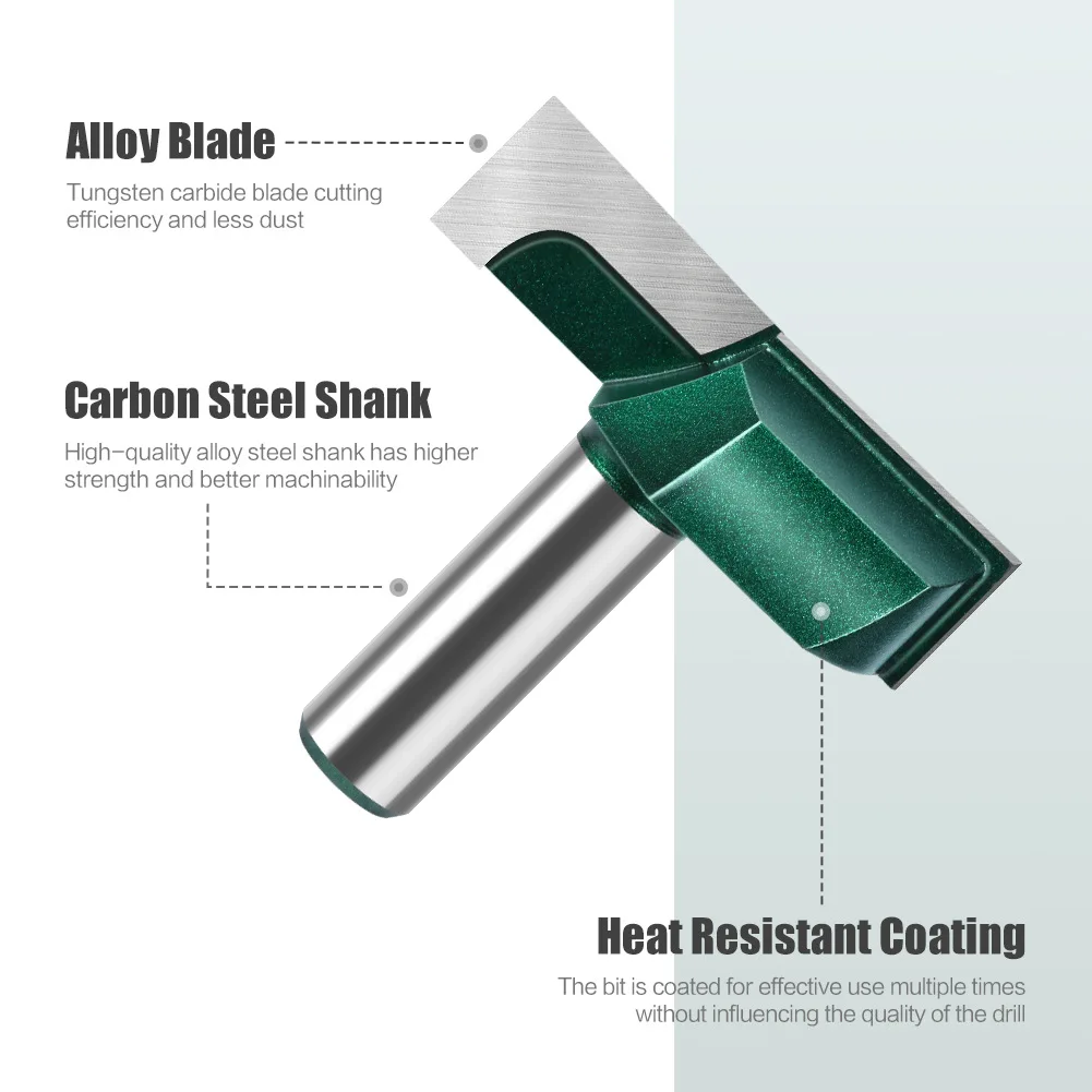 1/2” Inch 12mm Shank Bottom Cleaning Router Bit (Mortising Bit, Spoil Board Surfacing, Slab Flattening Woodworking Mill