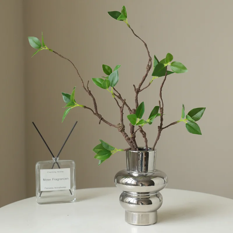 17.3 Inch Artificial Branch with Green Buds Faux Dried Twigs for Zen Style Home Tabletop Garden Window Display Decor