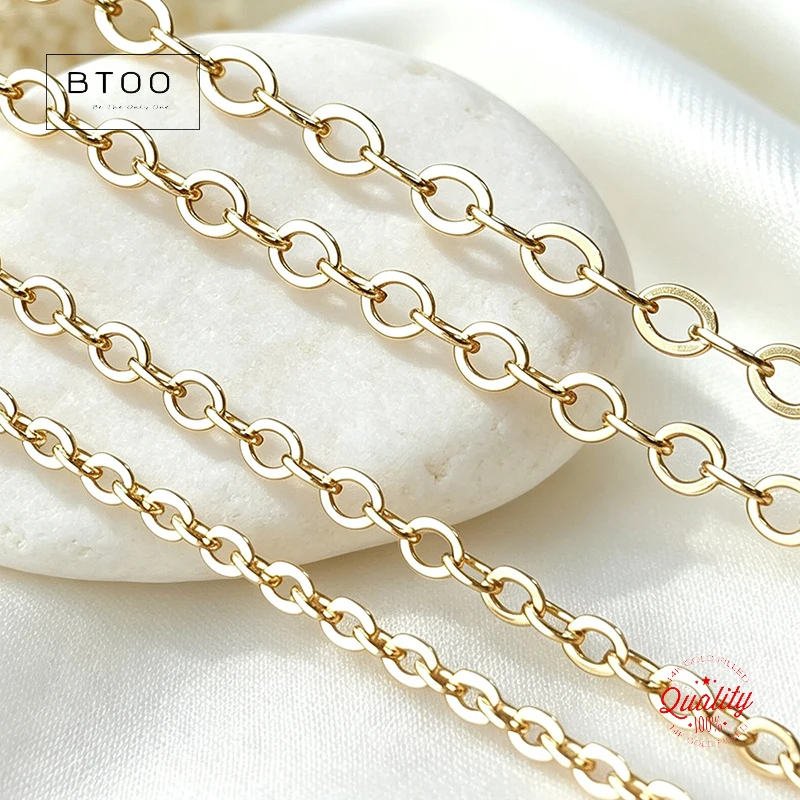 14K Gold Filled Cable Chain 1.75MM Necklace Minimalist Gold Jewelry DIY Chain for Pendants