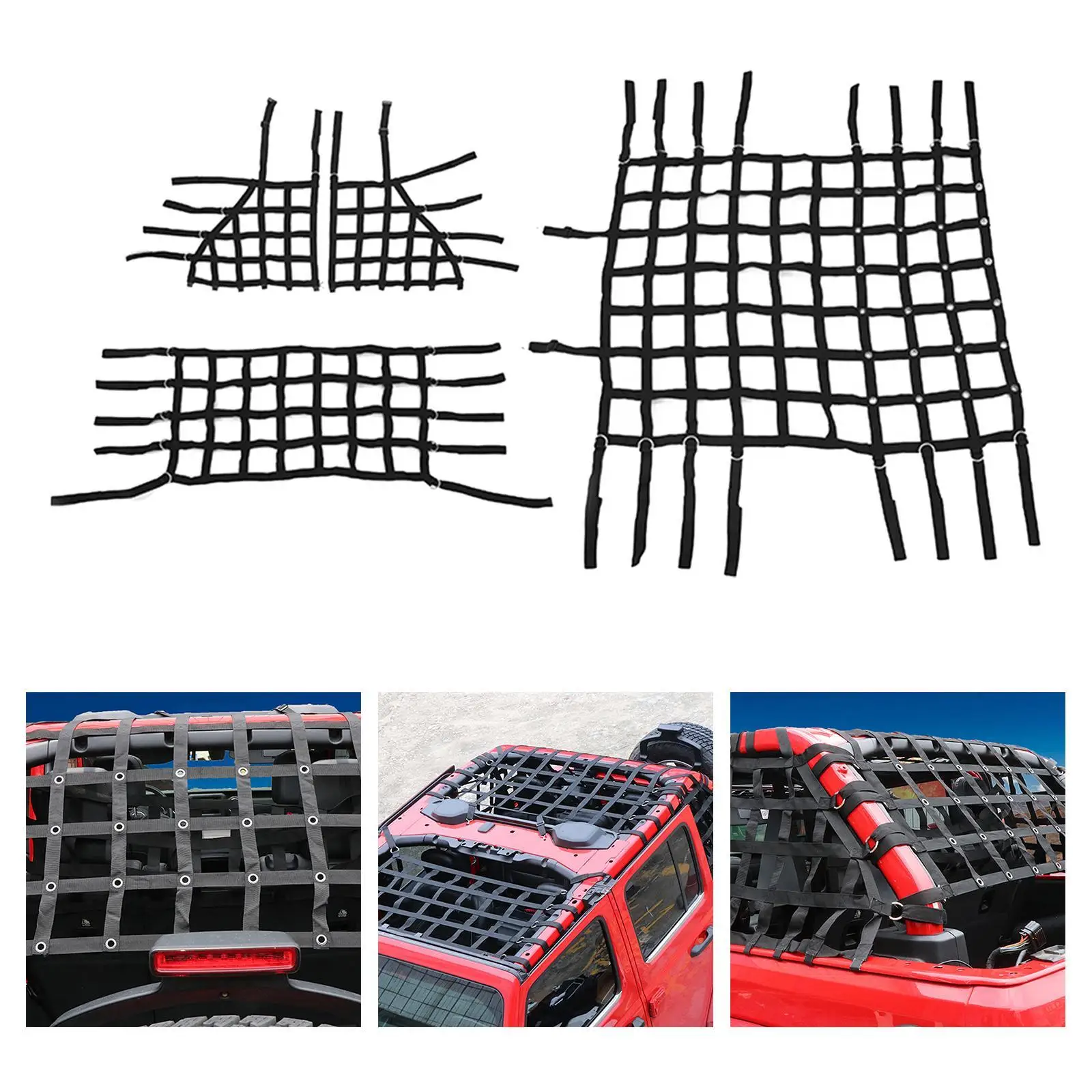 

Auto Roof Cargo Net Versatile Black Car Accessories Rear Trunk Restraint Baggage Cover Roof Top Hammock for Jeep Wrangler