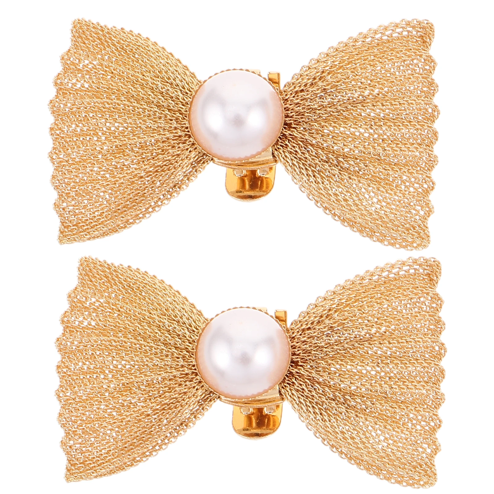 

2pcs Plastic Bow Clips Detachable High Heel Accessories Elegant Bowknot Pearl Buckles For Women Wedding Party Formal Events