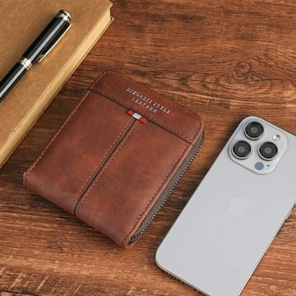 Novo portátil curto moeda bolsa de couro do plutônio titular do cartão de crédito do vintage dobrável moeda bolsa negócios