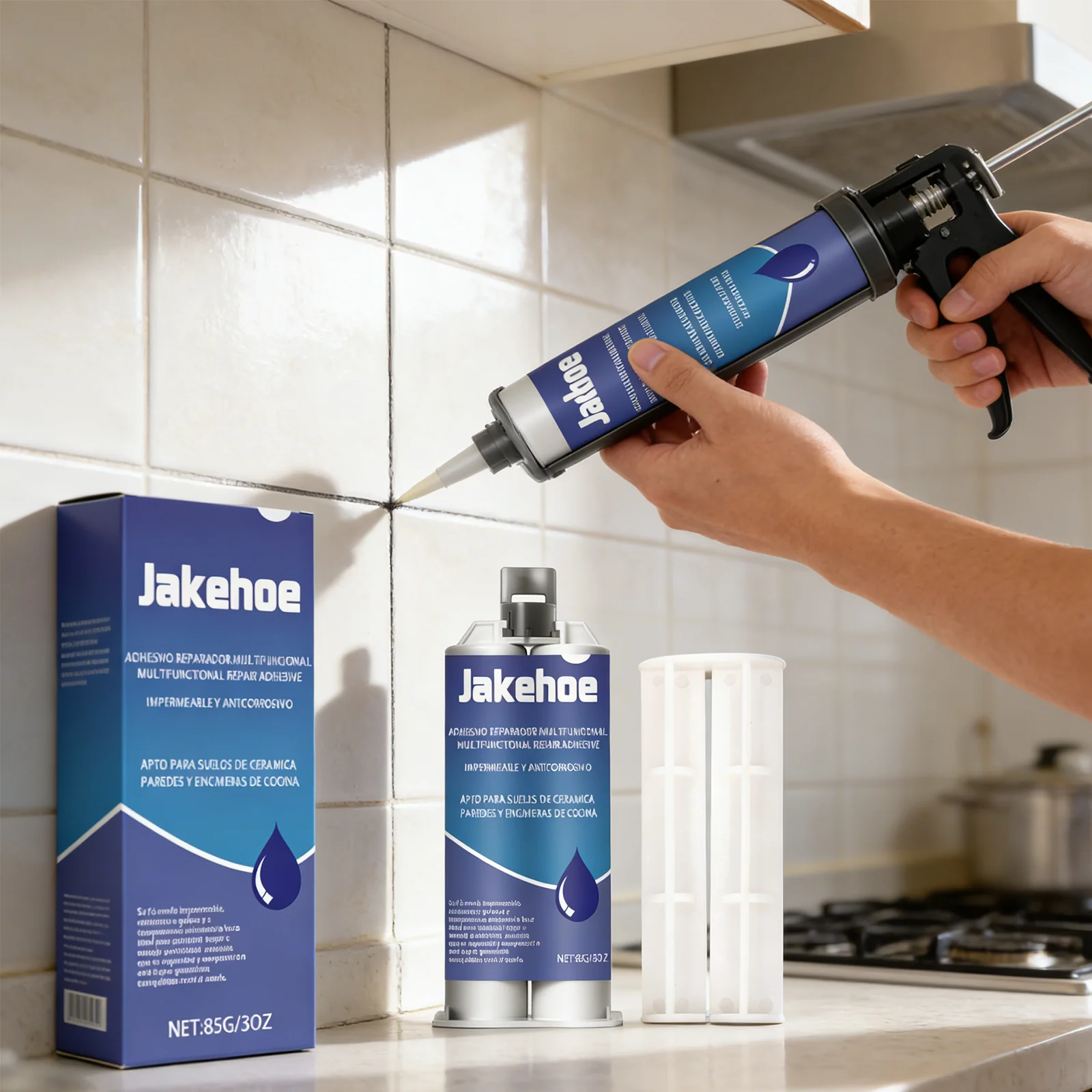 2-Komponenten-Epoxid-Fliesenfugen-Reparaturkleber Permanenter Rissfüller für Keramik und Marmor, Beständig gegen Temperatur und Chemikalien