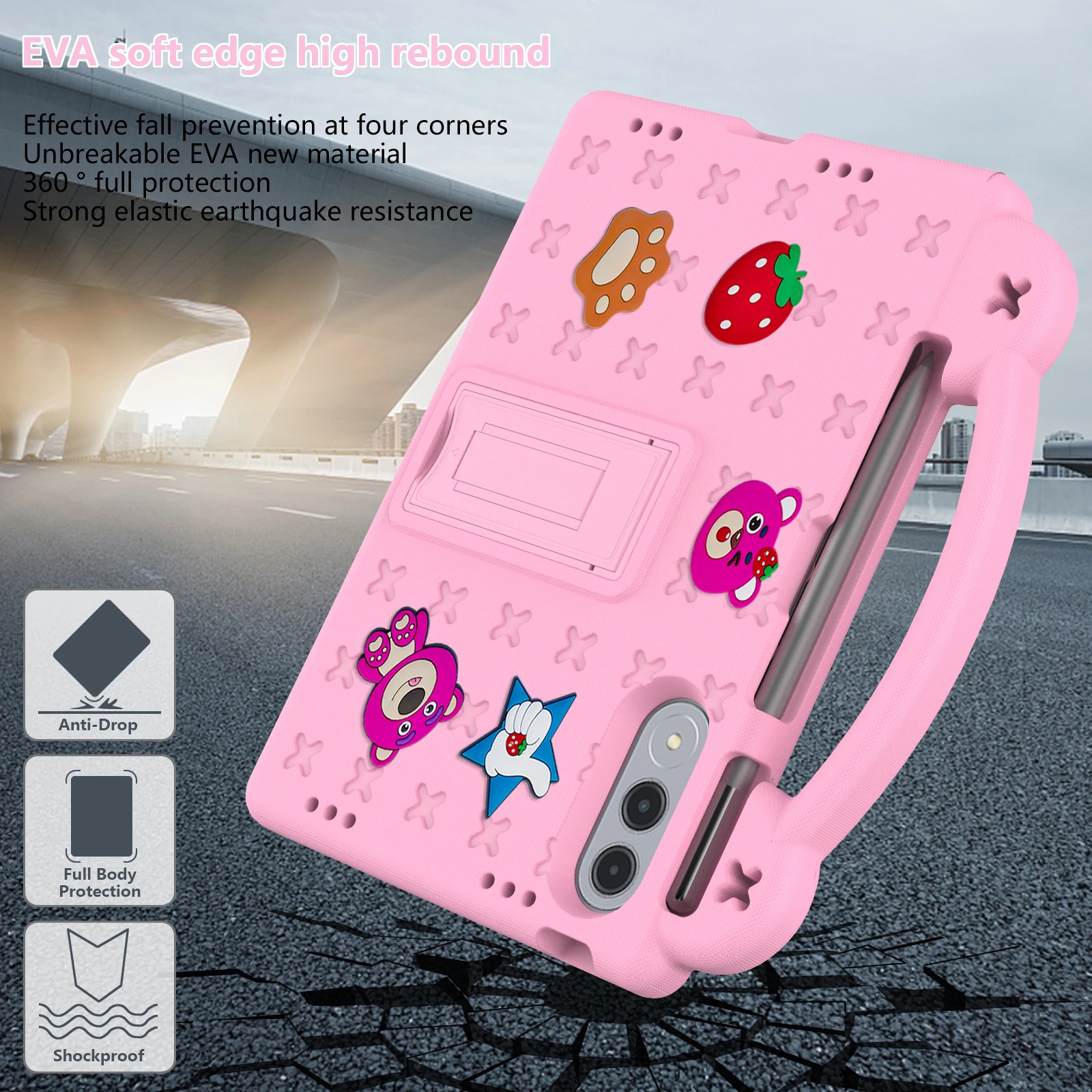 مناسبة لينوفو Xiaoxin Pad Pro GT 11.1 بوصة 2025 TB-710FU الأطفال إيفا لطيف الكرتون مع مقبض اللوحي واقية