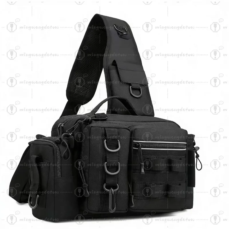 Multifunctional Fishing Chest Bag, Tactical Crossbody Waist Bag with Rod Holder for Outdoor Fishing