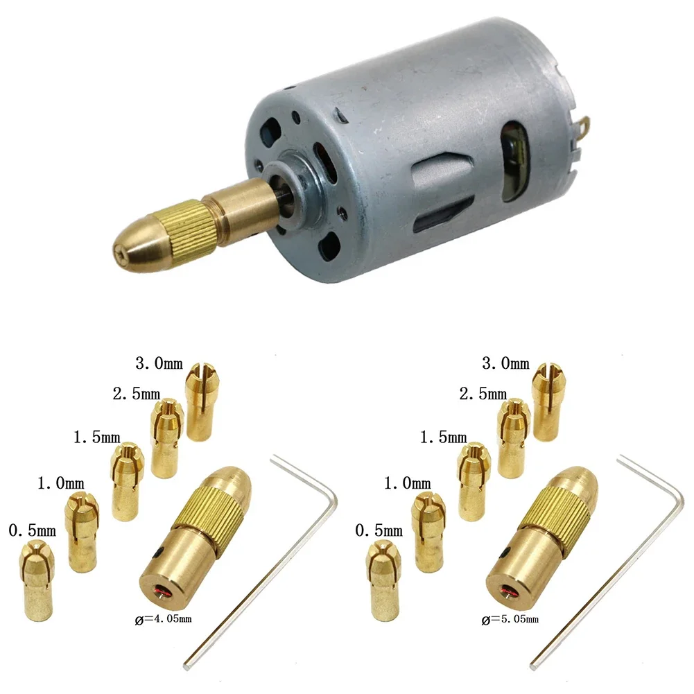 Taladro eléctrico en miniatura de 0,5-3,0mm, juego de mandril de taladro de latón autoajustable para carpintería, tablero ABS, herramientas eléctricas de cartón
