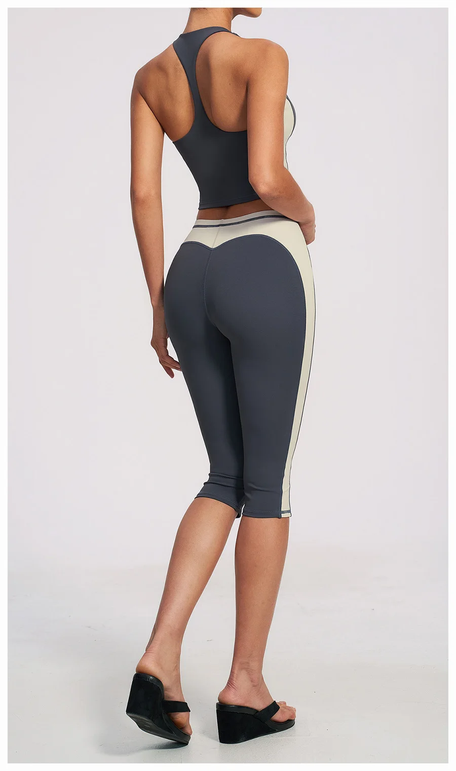 Yoga-Set 2-teilig Workout-Outfit Damen Trainingsanzüge Fitness-Weste Kurze Sporthose Ärmellose Capri-Hose Sportbekleidung Sport-BH Kleidung – Detail 29