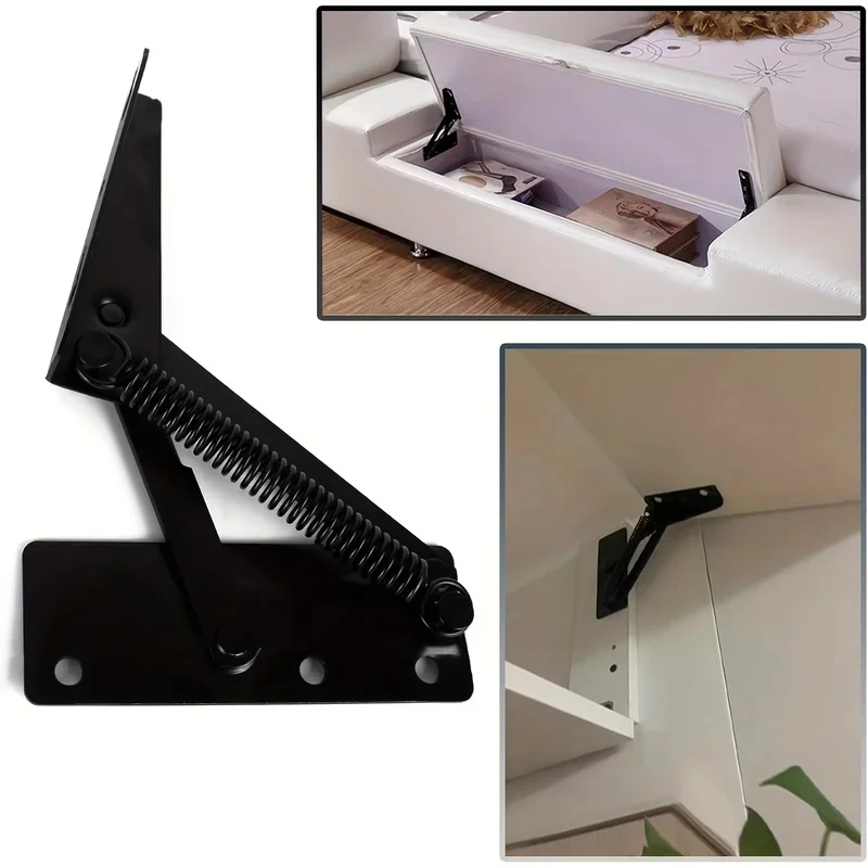 Heavy Duty 80° Foldable Bracket – Metal Spring Hinge for Bench Seat & Shelf, Lifting Support for Home Storage