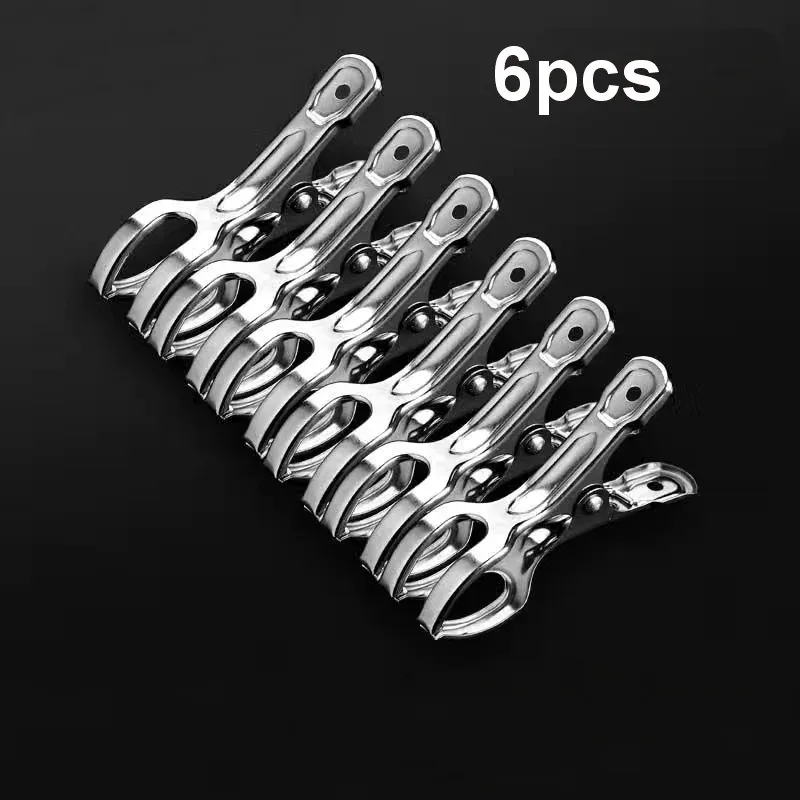 6pcs Clothespin Stainless Steel Laundry Pinch Pin Washing Clips Clothes Pegs Home Bathroom Organization Windproof Towels Socks