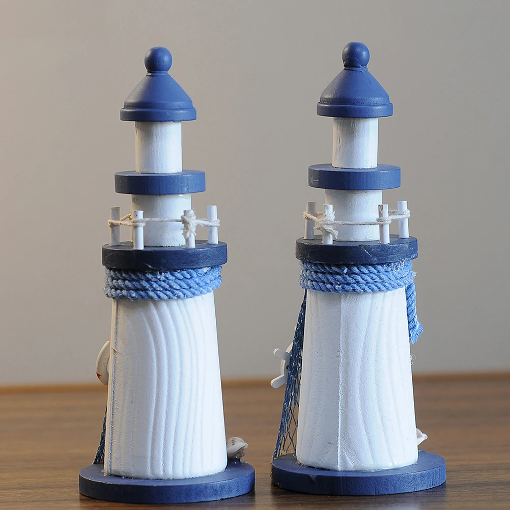 

Ornament Wooden Lighthouse Ornaments Home Decor Nautical Children's Room Navy Pine Model