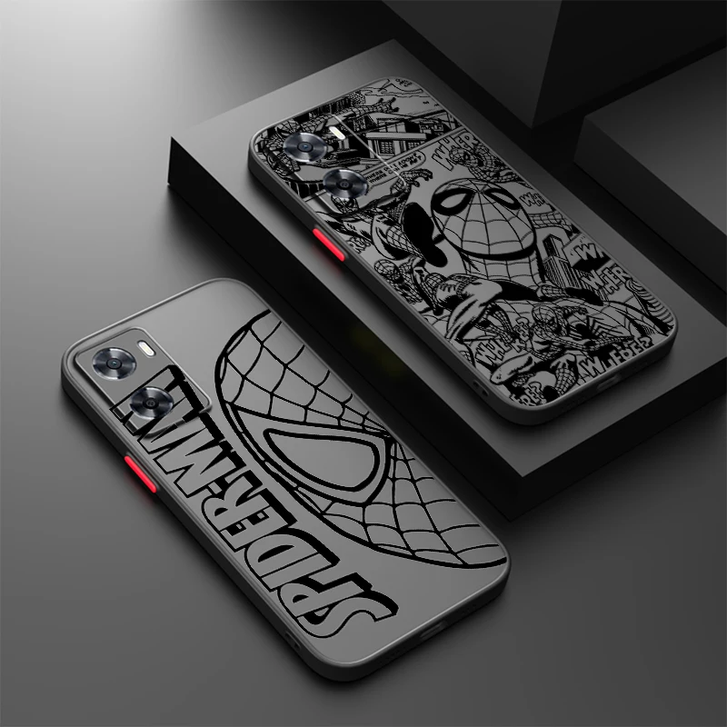 Spider-Man Art Popular Cartoon Frosted Translucent For OPPO X5 X3 A54S A5 A94 A16 A53S A57 A74 A72 A96 A98 A78 5G Back