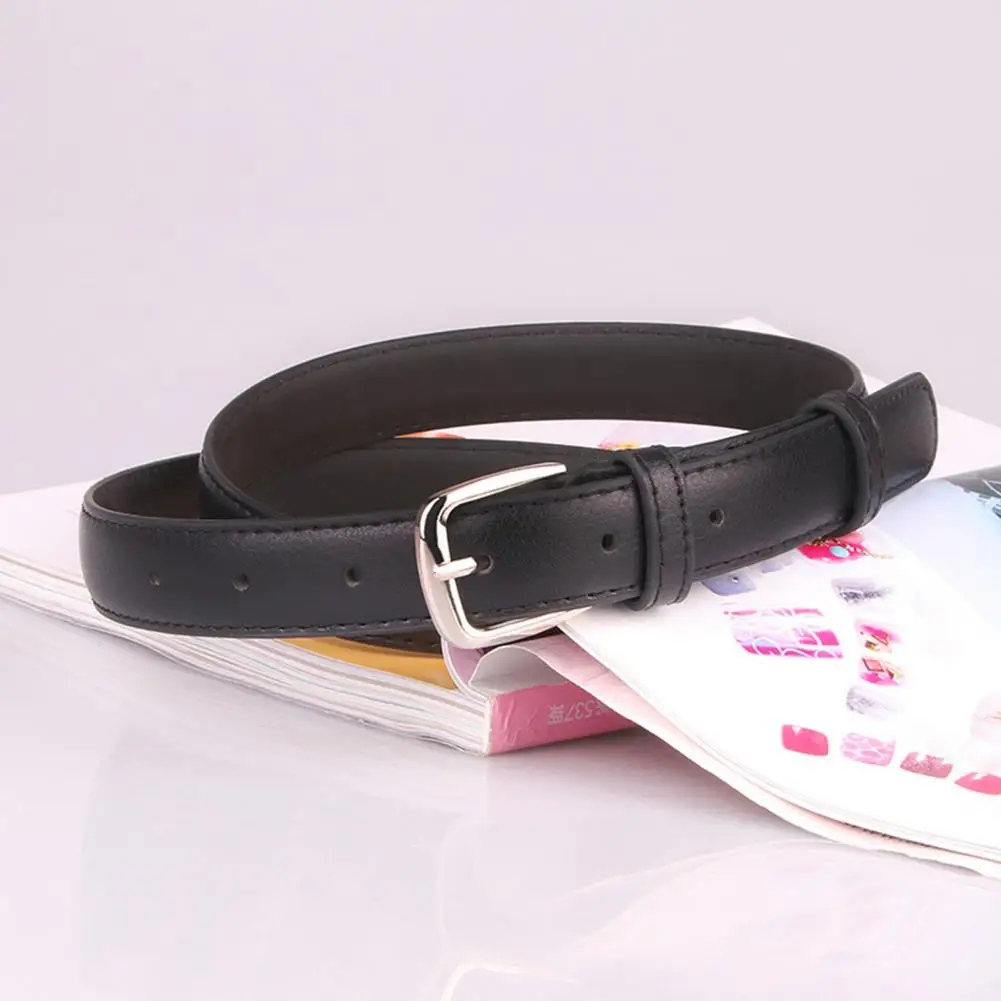 Student Faux Leather Belt Adjustable Length Multi Holes Design Women Waistband Solid Color Belt Costume Accessories 여성용 허리띠