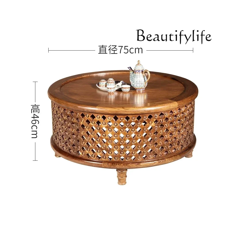 

South East Asia Furniture Tea Table Thai Round Solid Wood New Chinese Tea Table Living Room