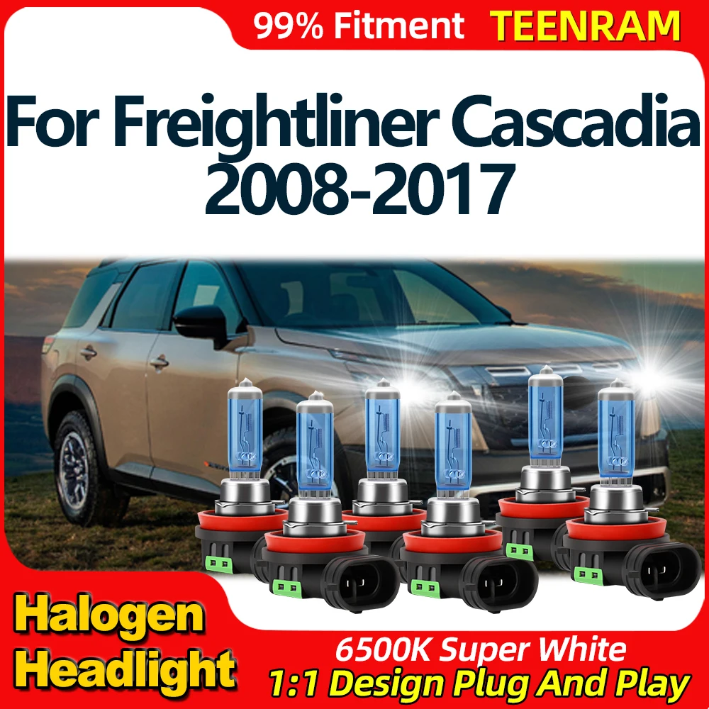 

300W Halogen Headlight Bulbs 6500K Car Head Lamps 12V Auto Fog Lights For Freightliner Cascadia 2008-2013 2014 2015 2016 2017