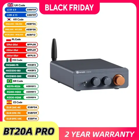 Fosi Audio BT20A Pro TPA3255 Bluetooth Sound Power Amplifier 300W x2 Mini HiFi Stereo Class D Amp Bass Treble For Home Theater