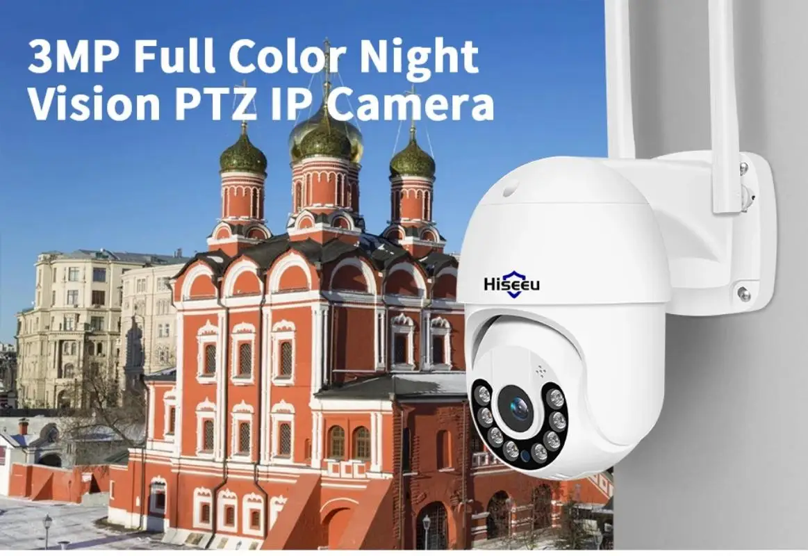 Imagem -02 - Hiseeu-câmera ip sem Fio com Visão Noturna Câmeras de Vigilância Externa Vídeo Cctv Zoom Digital 4x 1080p Ptz Wifi ip 2mp 3mp Icsee P2p