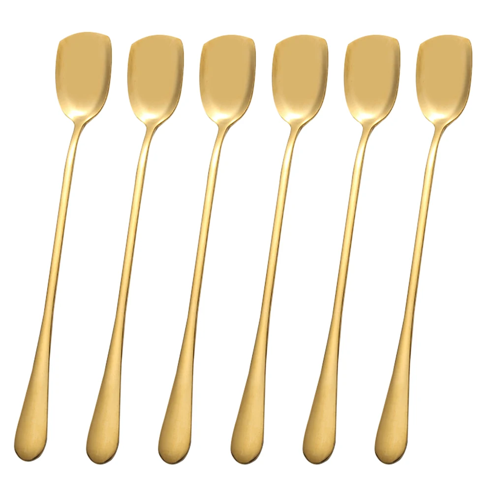 

6pcs Ice Spoon Stainless Steel Premium Corrosion Proof Heat Resistant Long Handle Cocktail Kitchen Bar Cafe Restaurant