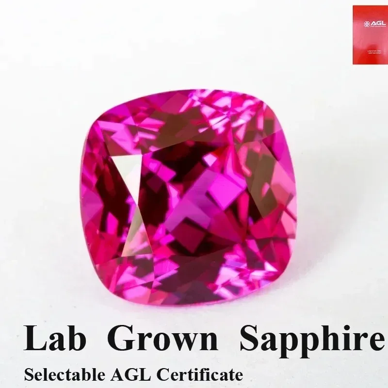 

Cushion Shape Hot Pink Lab Grown Sapphire VVS1 Charms Gemstone Advanced Charms Jewelry Rings Earrings Makin