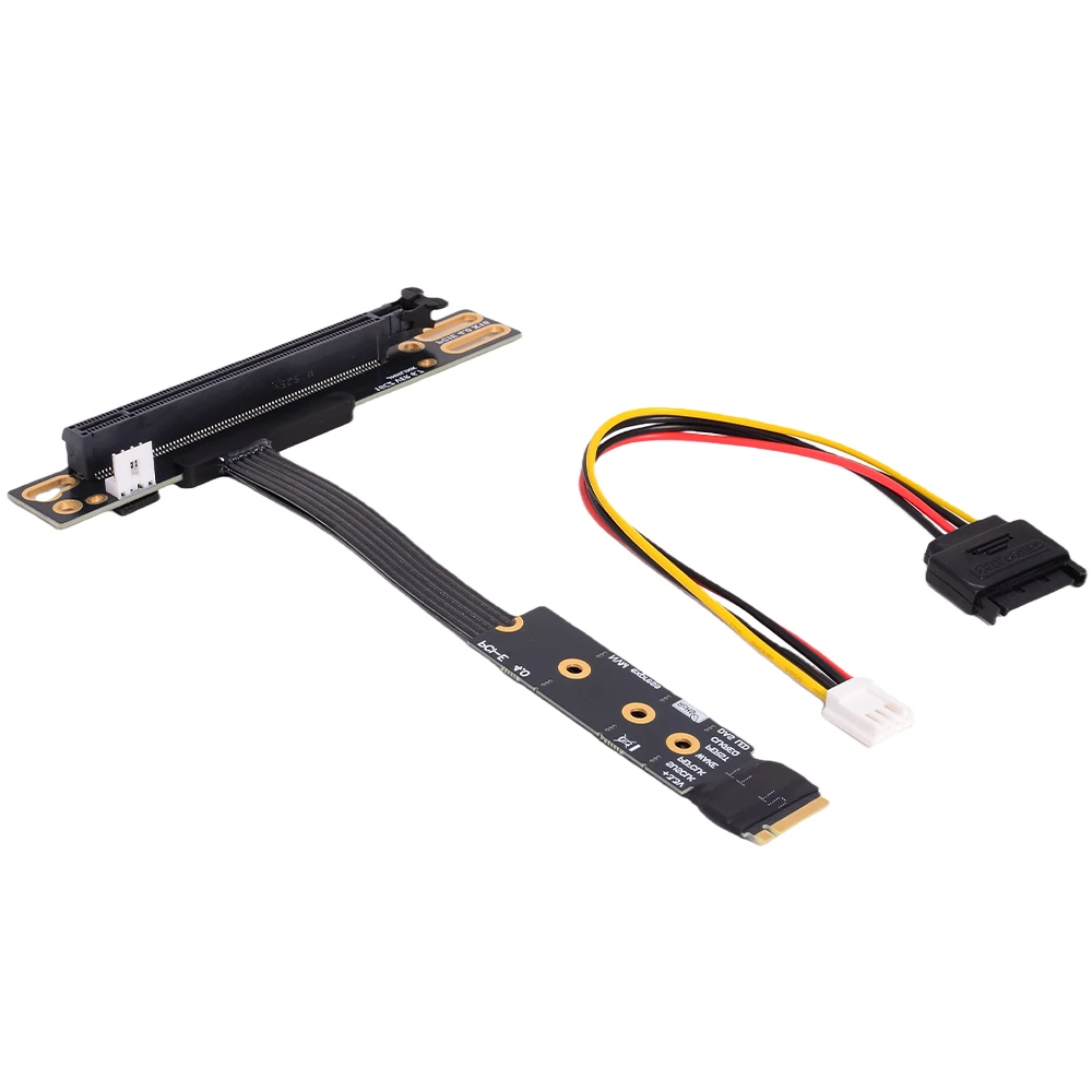 M.2 NVME zu PCIe X16 90 Grad PCI-E 16X M2 M-Key Schlüssel M SSD Riser Adapter Kabel + Halterung 4,0 X4 64 Gbit/s Gen4 für GPU High Speed