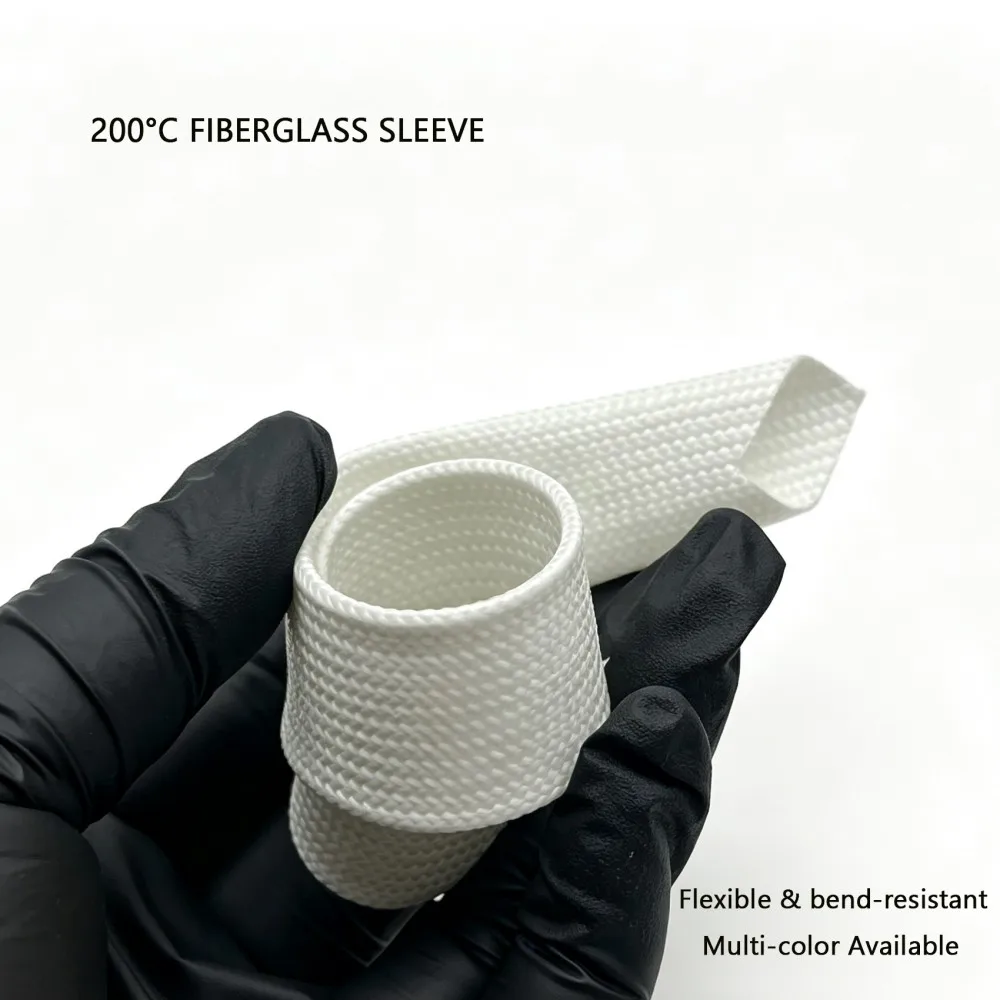 ID 1mm~20mm 200 Deg.C Fiberglass Sleeve Silicone Resin Layer Braided Sleeve High-Temp/Flame Resistant Insulate Cable Protect