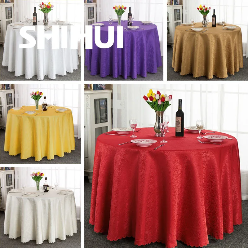 220/240/260CM Thick Table Linen Cloth Round Tablecloth Cover For Hotel Banquet Wedding Event Birthday Party Dining Decoration