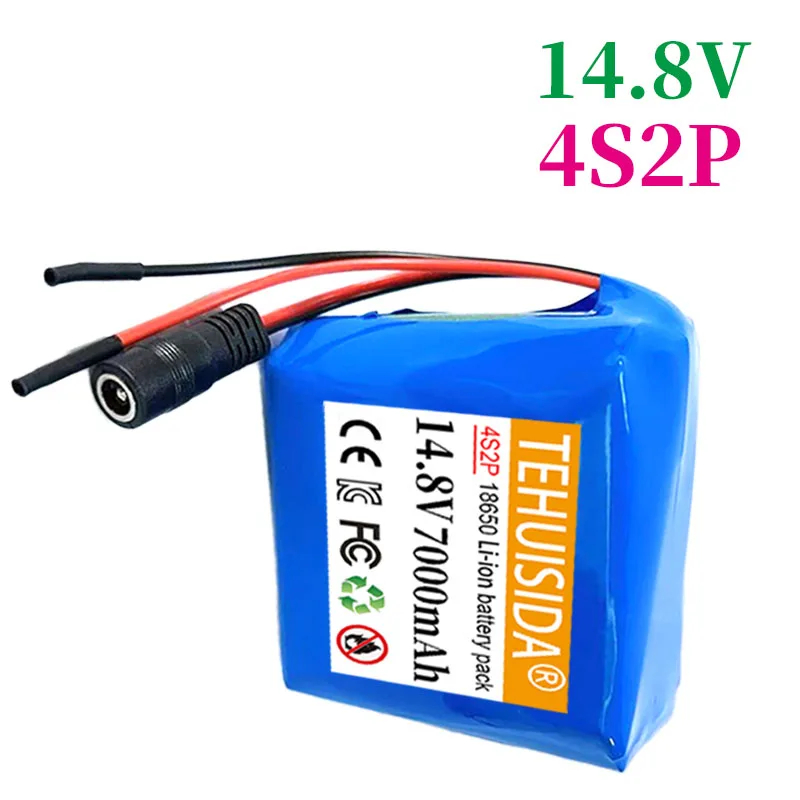 4S2P 14.8V 7000mAh 배터리 팩. 리튬이온, 스피커 및 야간 낚시 조명 라디오 카메라 모니터 배터리, 14V, 16.8V, 2A, 18650