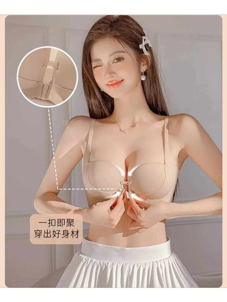 Damen-Push-up-BH mit Knöpfen vorne MOYISU Neues Anti-Sagging-Bralette mit unsichtbarer Polsterung zum Anheben und Verstärken der zierlichen Brust bequem