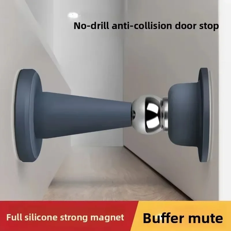 No-Drill Door Stopper for Room Bedroom Door Fixed Wall Protection Anti-Collision Household Silicone Strong Suction Floor Stopper