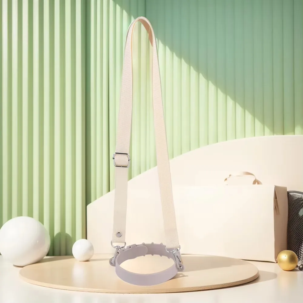 Silicone Ring Water Bottle Sling Handle with Adjustable Shoulder Strap Universal Thermos Cup Holder Hands Free