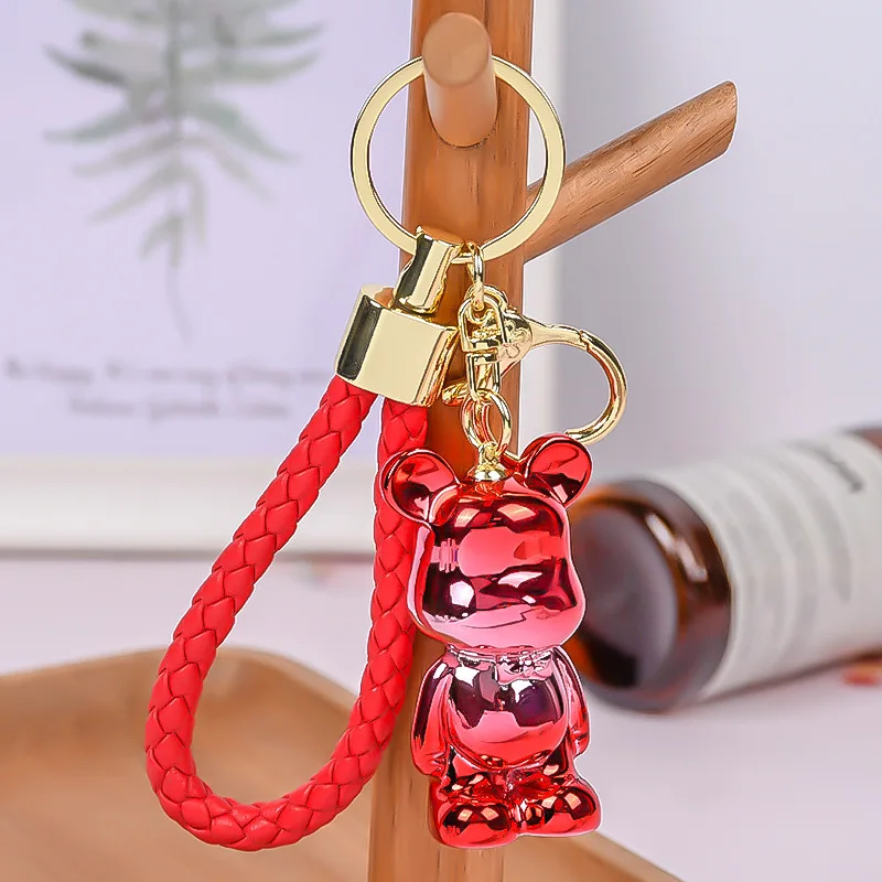 Porte-clés ours violent en alliage de zinc créatif, ornements de clé de voiture mignons exquis, pendentif de sac, cadeau de clé de dessin animé, vente en gros, 4 pièces