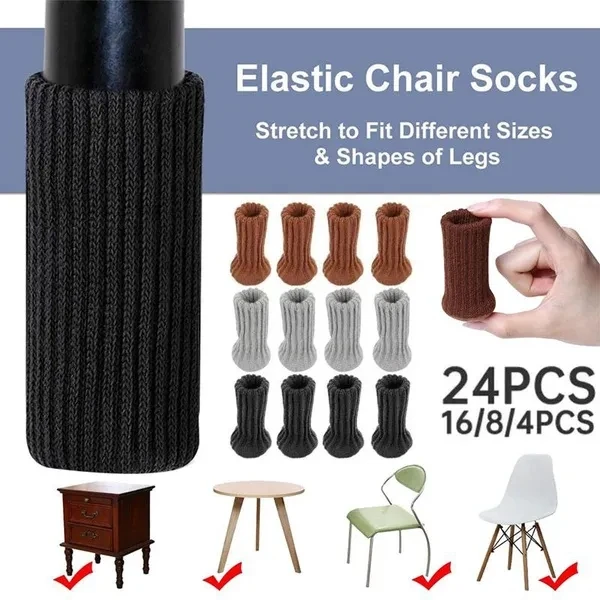 Elastic Knitted Table Chair Feet Leg Cover Furniture Floor Protector Cover Round Bottom Pad Moving Noise Reduction