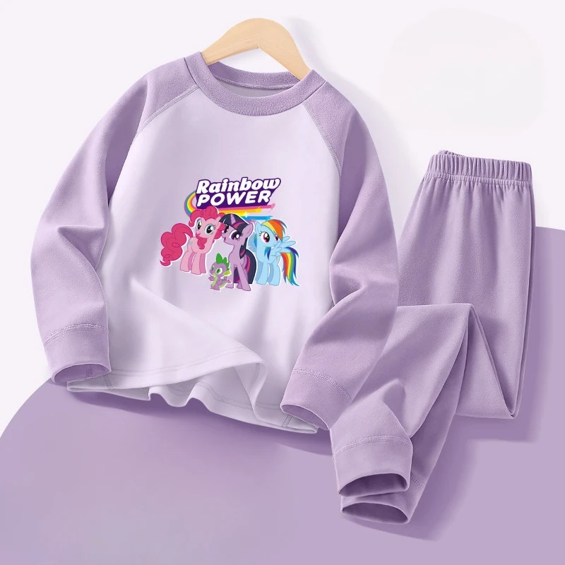 My Little Pony Pinkie Pie Fluttershy Twilight Sparkle Conjunto de ropa de casa cálida de manga larga y pantalones para otoño e invierno para niños