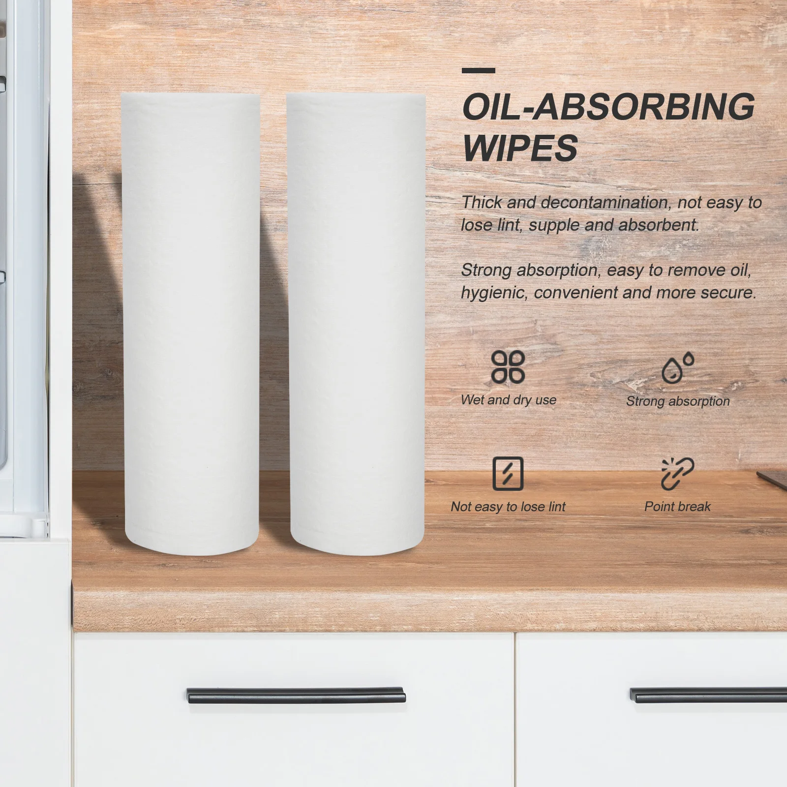 

2 Rolls Disposable Kitchen Accessory Kitchen Paper Towel Dishwashing Cloth Household Cleaning Multi-function Bamboo