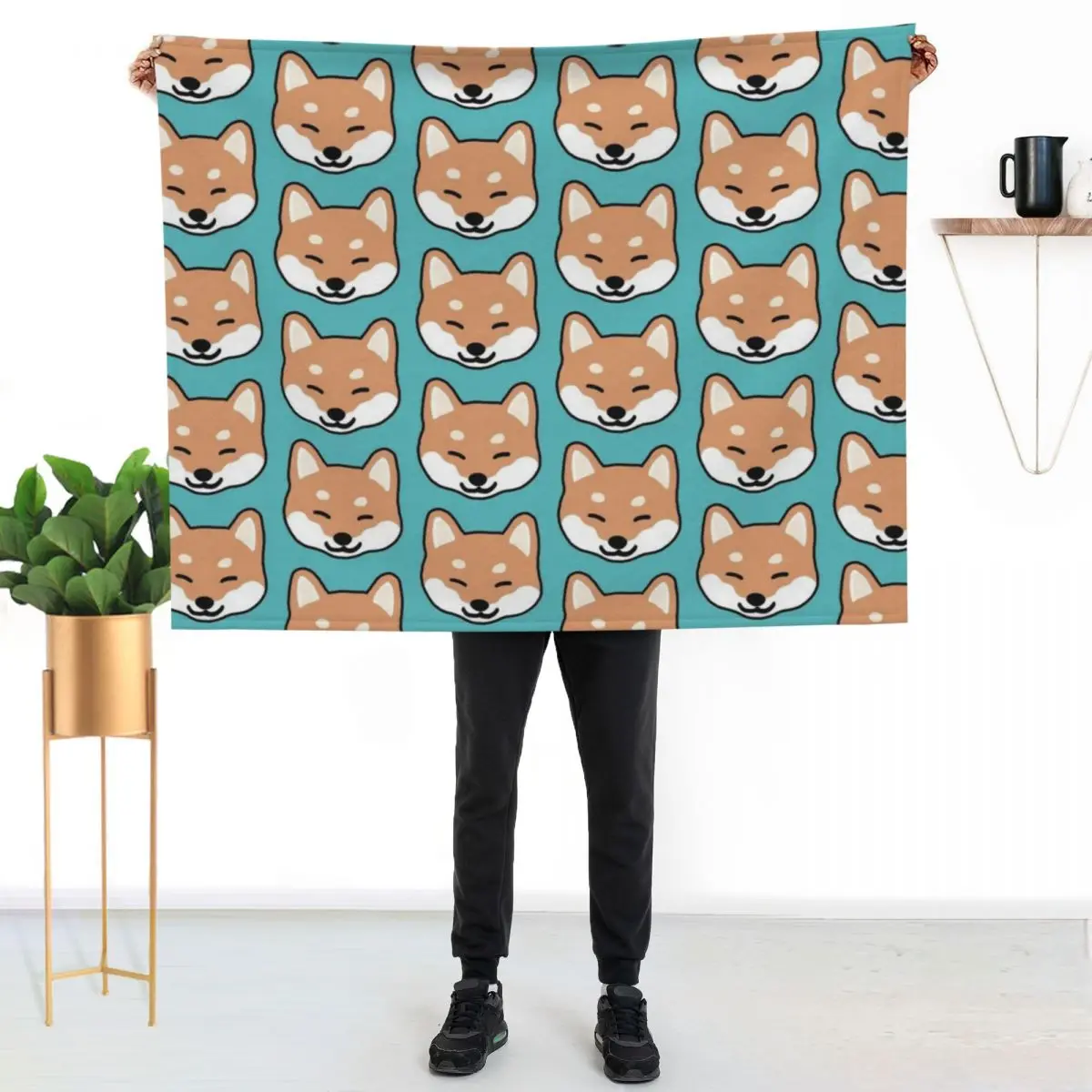 

Shiba Inu Blinking Throw Blanket Elegant Warm Throw Blanket for Hotel Home