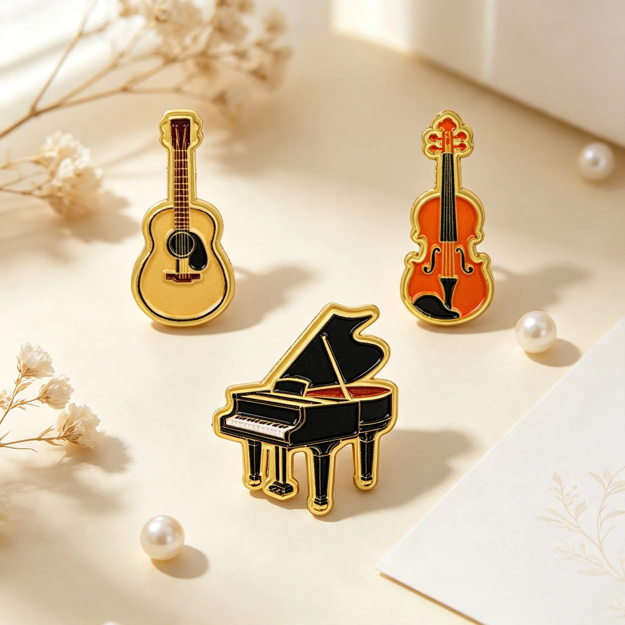 Guitar Violin Grand Piano Enamel Pins Music Brooch Lapel Pin Badge on Clothing Accessory Fashion Jewelry Gift For Friend