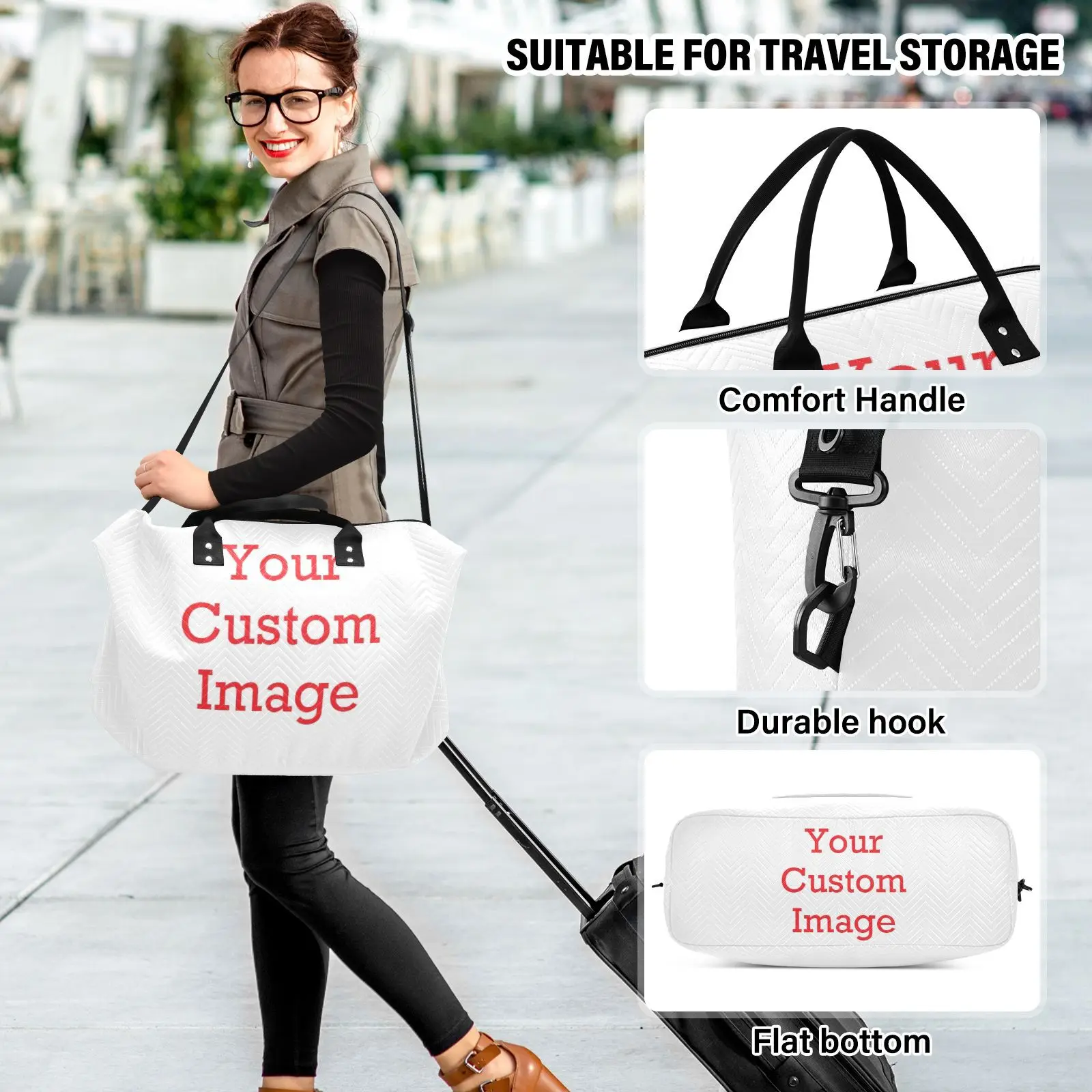 New Sport Travel Duffel Bag Extra Toiletry Bag Set Of 2 Custom Pattern Large Capacity Travel Handbag Storage Shoulder Tote Bag