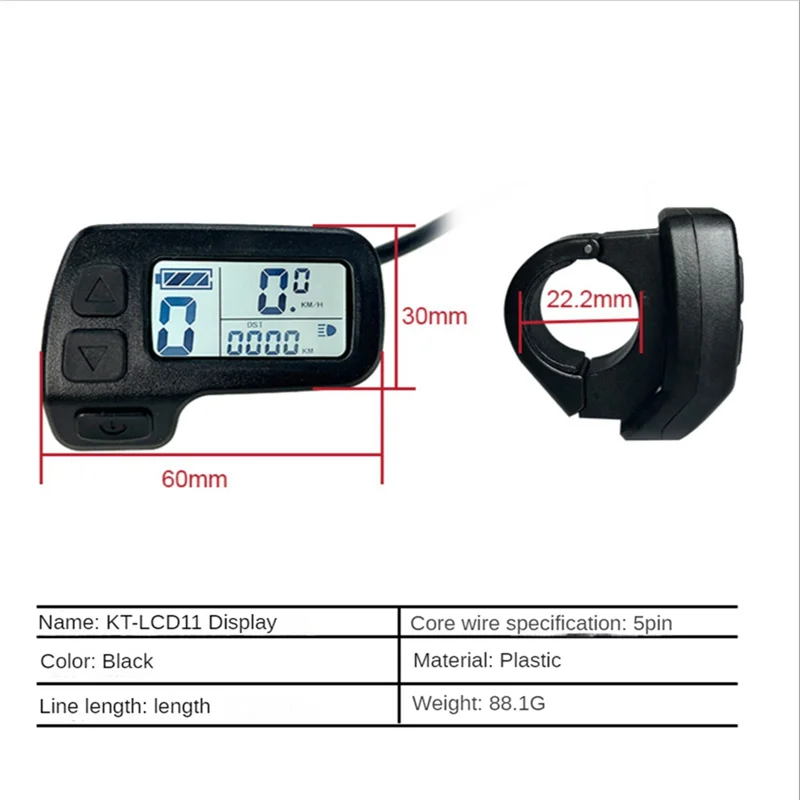 

HOES-2X Electric Bicycle Display KT-LCD11 5Pin Display With Waterproof Plug Drive Motor Conversion Ebike Accessories