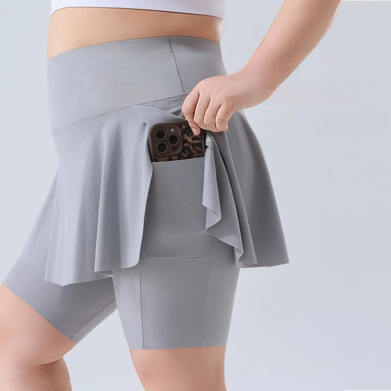 Plus Size Yoga Skorts Women High Waisted Two Piece Look Skirt with Pockets Buil… - Image 2