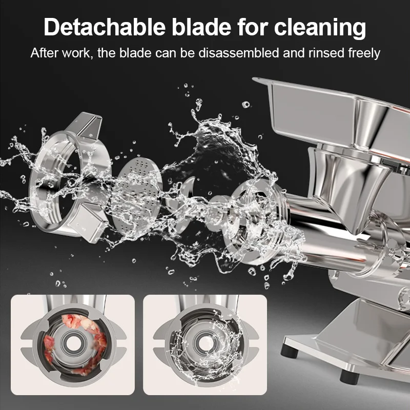 مفرمة اللحم التجارية بقدرة 1500 وات، قطاعة اللحوم SUS الألمانية 187 دورة في الدقيقة محرك نحاسي لملء سجق اللحوم المجمدة، متجر الجزار في المطاعم #4