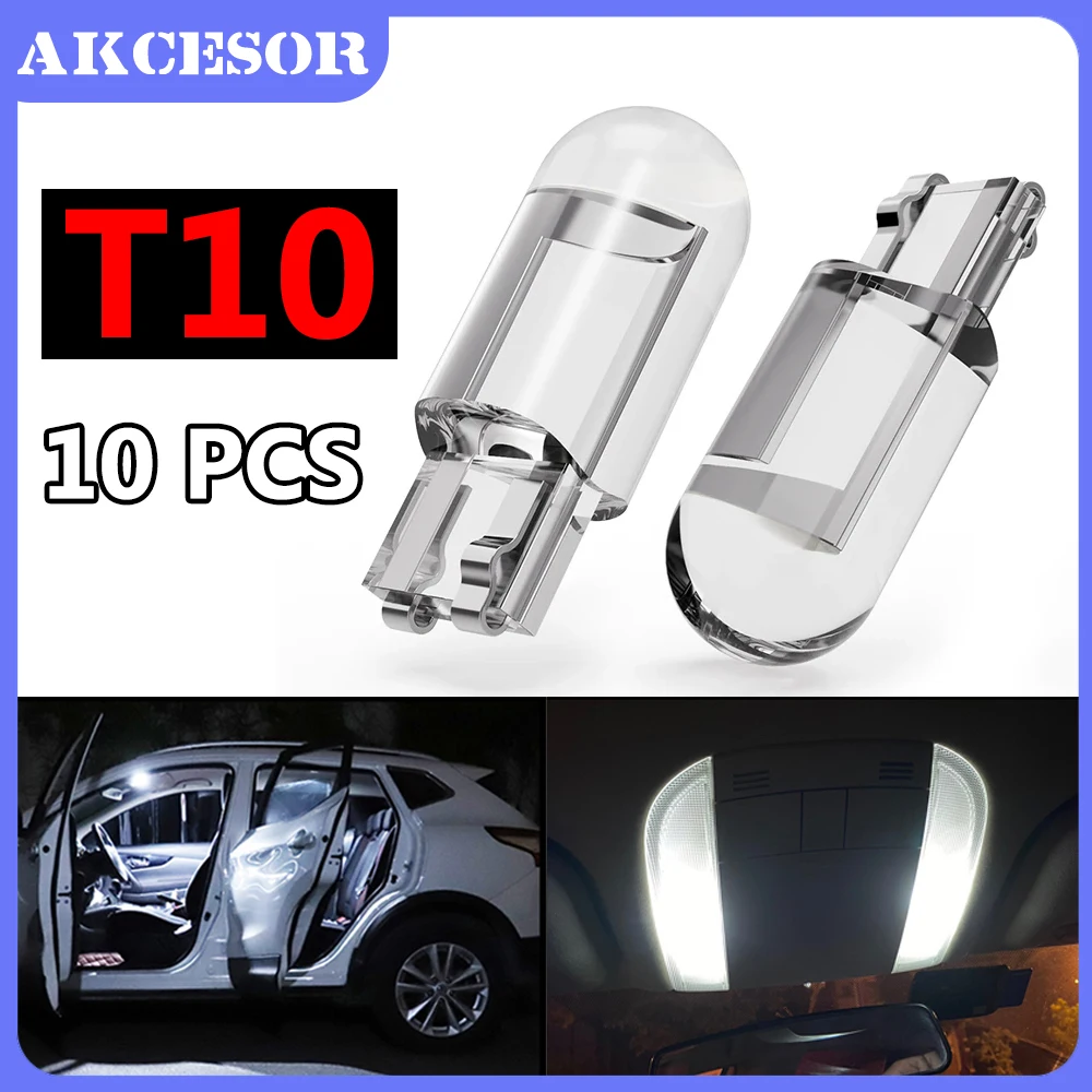 

10 Pcs T10 W5W Canbus LED Bulb 194 6000K White 12V Car Interior Dome Light COB License Plate Clearance Lamp