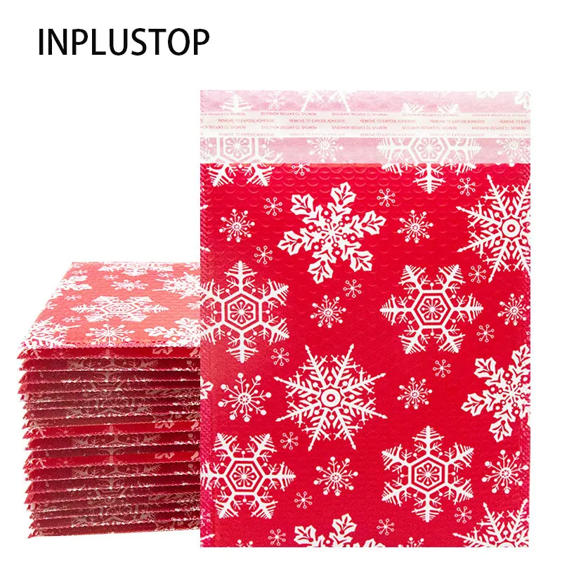 

INPLUSTOP PE Christmas Foam Padded Courier Bags 20Pcs Shockproof Mailing Bag Clothing Envelope Logistics Packaging Bubble Pouch