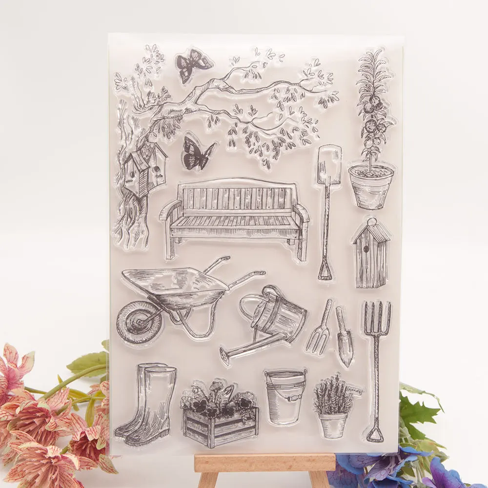 Farm Tools Transparent Clear Silicone Stamp for Seal DIY Scrapbooking Photo Album Decorative Clear Stamp Sheets