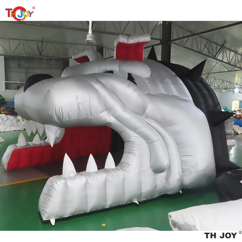 Giant Outdoor Green Color  Inflatable Dragon Tunnel Animal Mascot Head Entrance Channel Football Helmet Tunnel For Sports Events