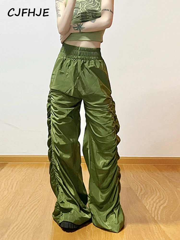 CJFHJE American Design with Drawstring Pants Korean Fashion Loose Fitting High Waisted Casual Trousers Women's Spring Clothing